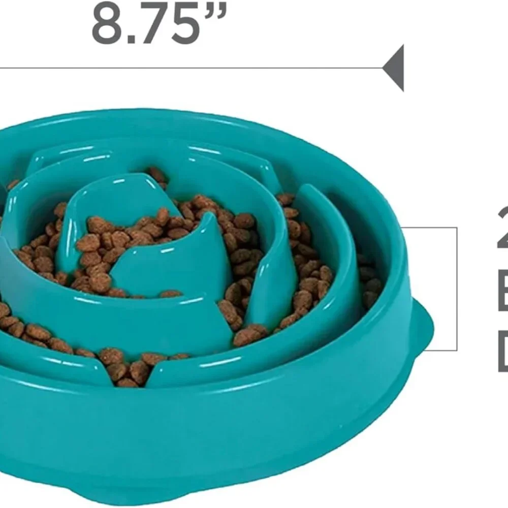 Outward Hound Fun Feeder Slo Bowl, Slow Feeder Dog Bowl, Medium/Mini, Turquoise